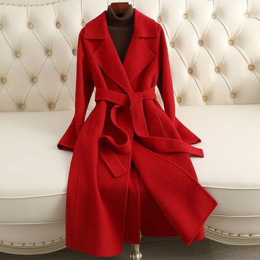 Cashmere Coat Slim Fit Thin Over The Knee Wool Coat